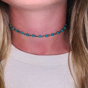 blue beaded necklace